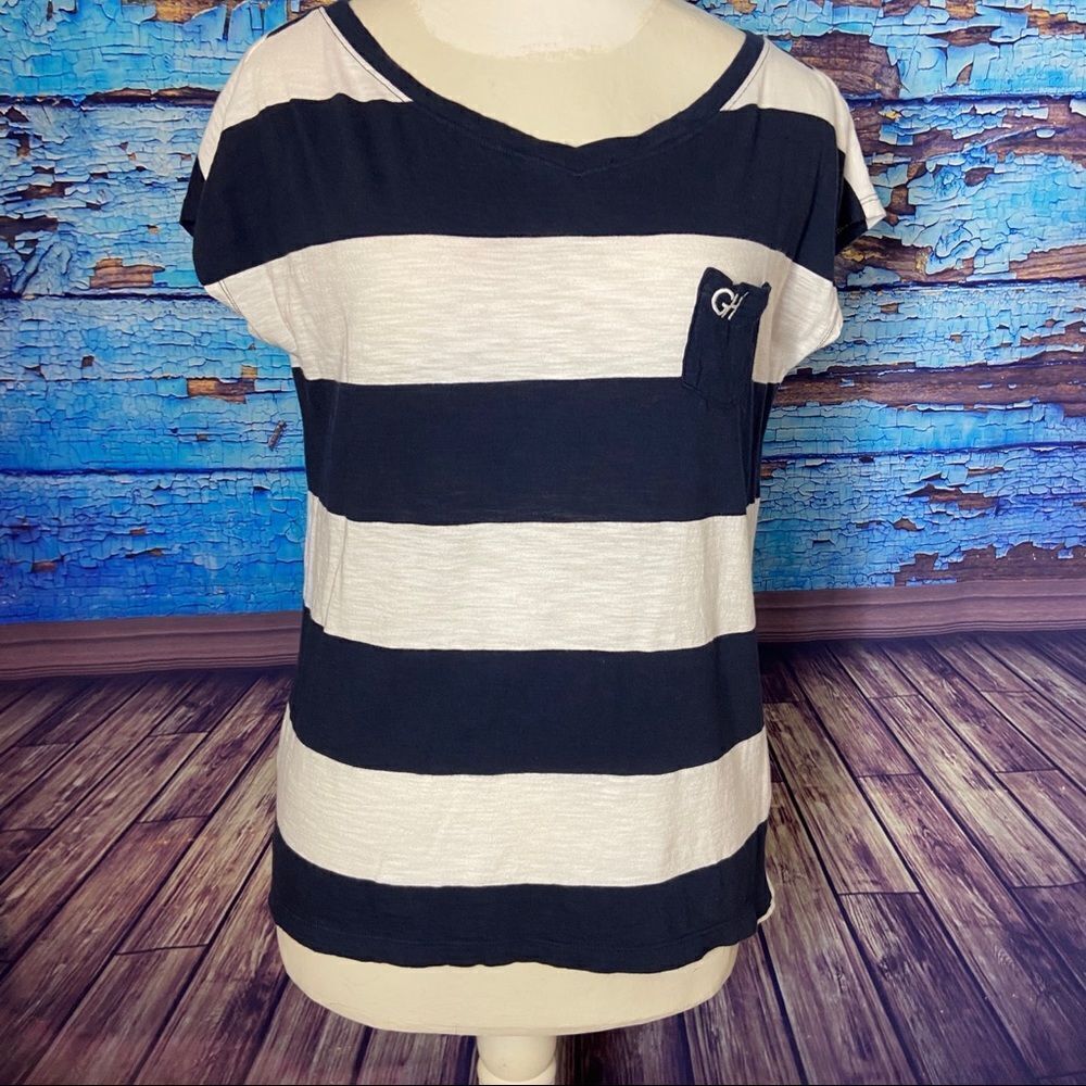 Gilly Hicks blue white lightweight tee xs s